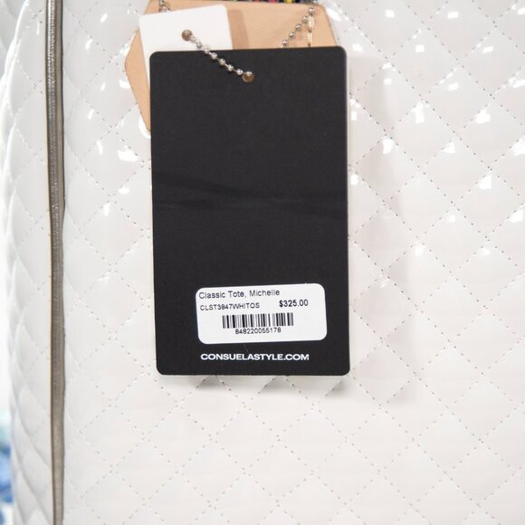 Consuela Michelle Patent and Natural Leather Embroidered Classic Tote Bag NWT - Picture 8 of 13